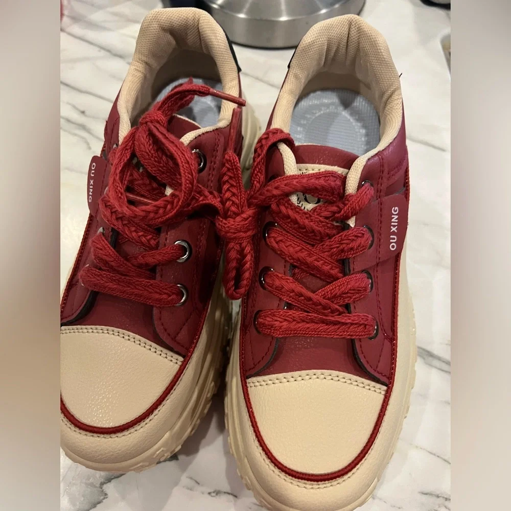 Red Platform Sneakers Size 8.5